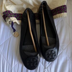 Tory Burch Black Leather Flats